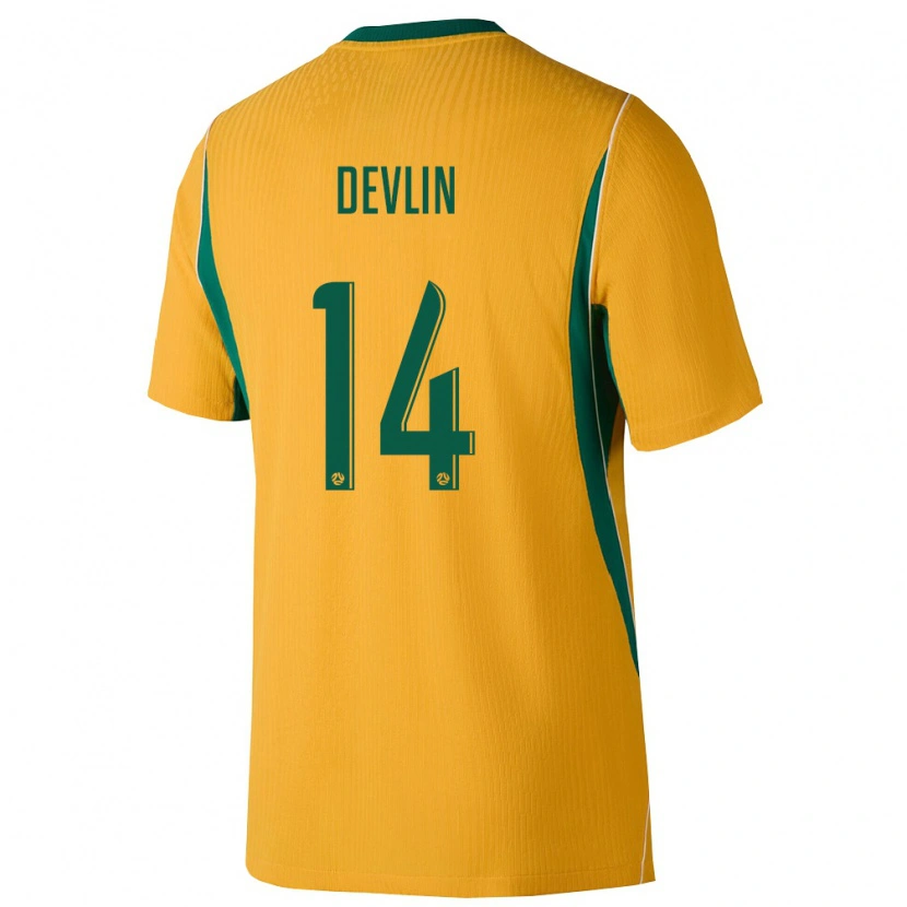 Danxen Women Australia Cammy Devlin #14 Yellow Green Home Jersey 26-28 T-Shirt