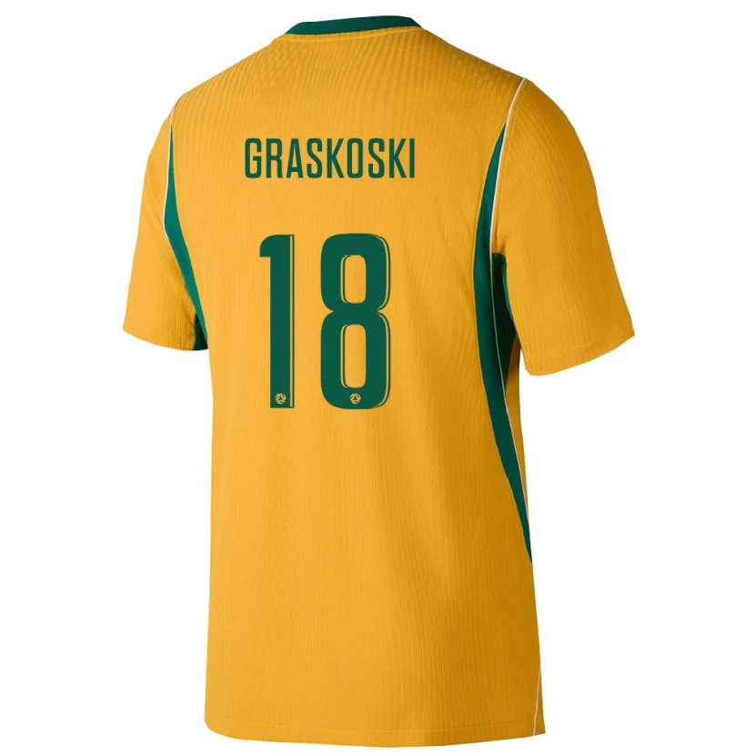 Danxen Women Australia Daniel Graskoski #18 Yellow Green Home Jersey 26-28 T-Shirt
