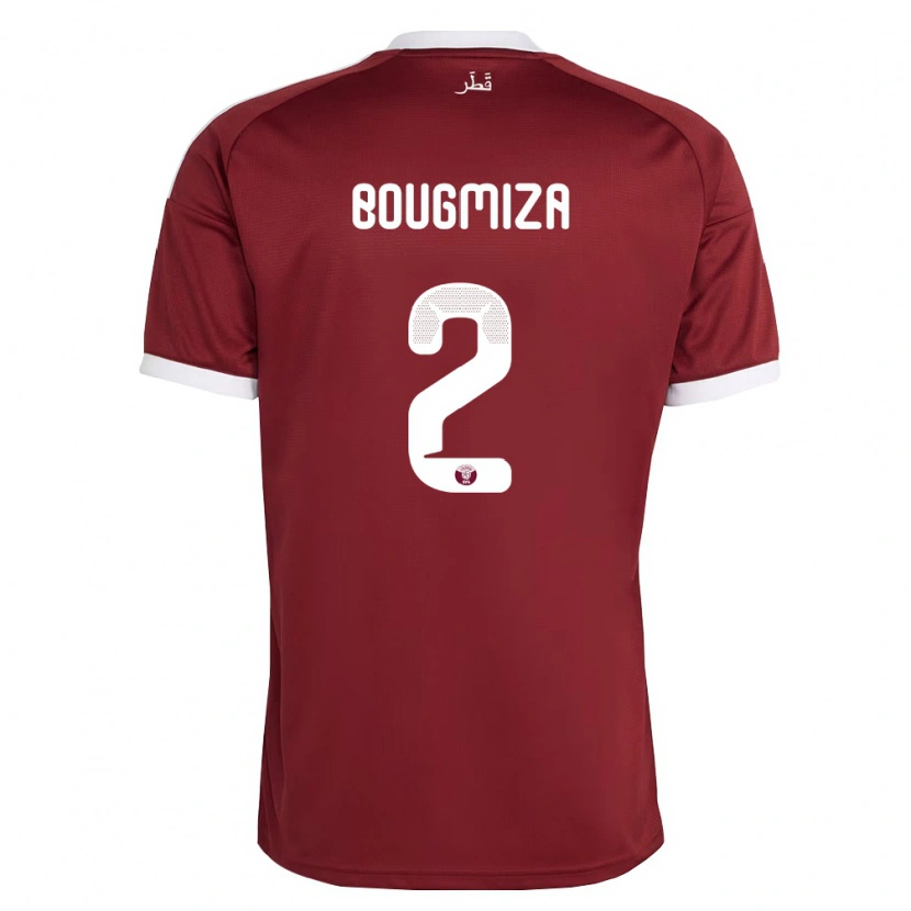 Danxen Women Qatar Rami Bougmiza #2 Red Burgundy White Home Jersey 26-28 T-Shirt