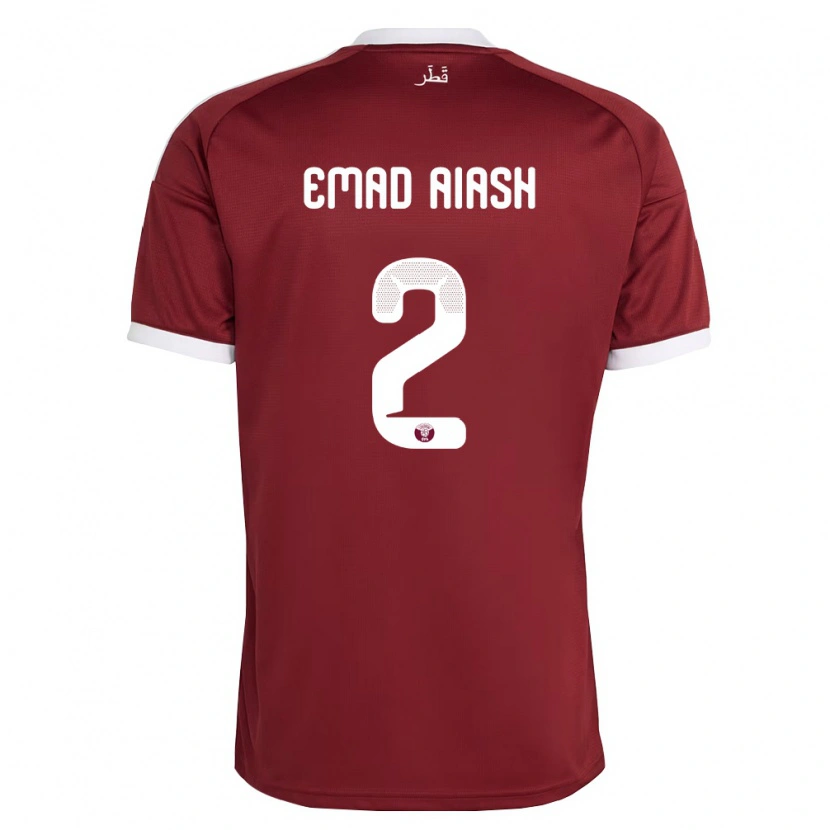 Danxen Women Qatar Mohamed Emad Aiash #2 Red Burgundy White Home Jersey 26-28 T-Shirt