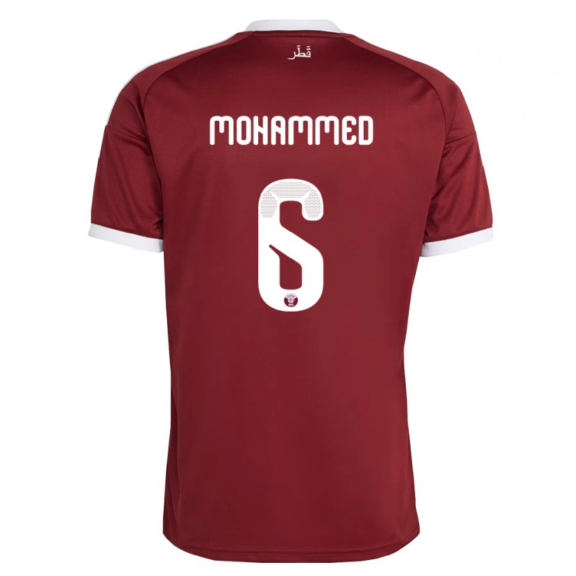 Danxen Women Qatar Abdulaziz Mohammed #6 Red Burgundy White Home Jersey 26-28 T-Shirt