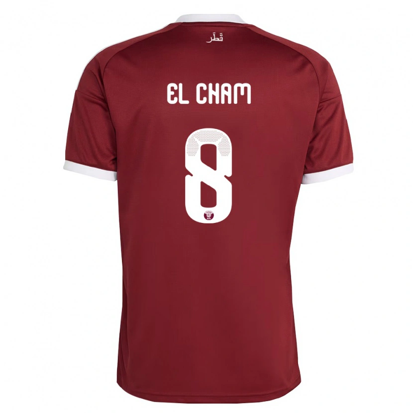 Danxen Women Qatar Richard El Cham #8 Red Burgundy White Home Jersey 26-28 T-Shirt