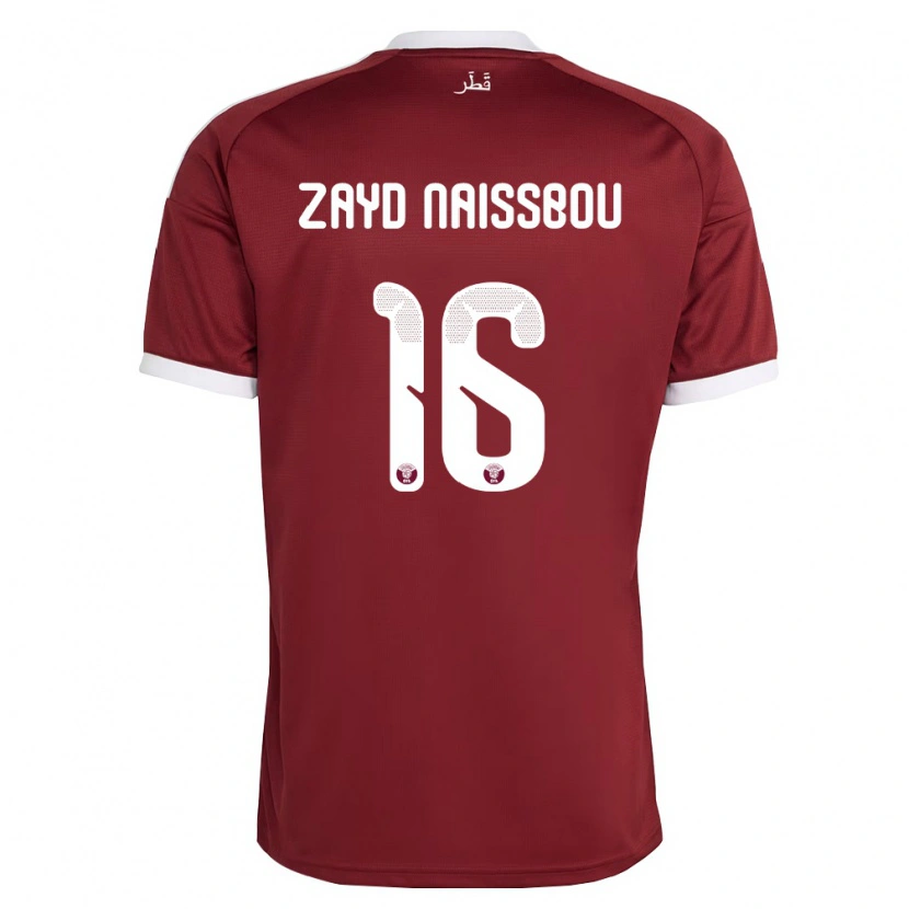 Danxen Women Qatar Mohammed Zayd Naissbou #16 Red Burgundy White Home Jersey 26-28 T-Shirt