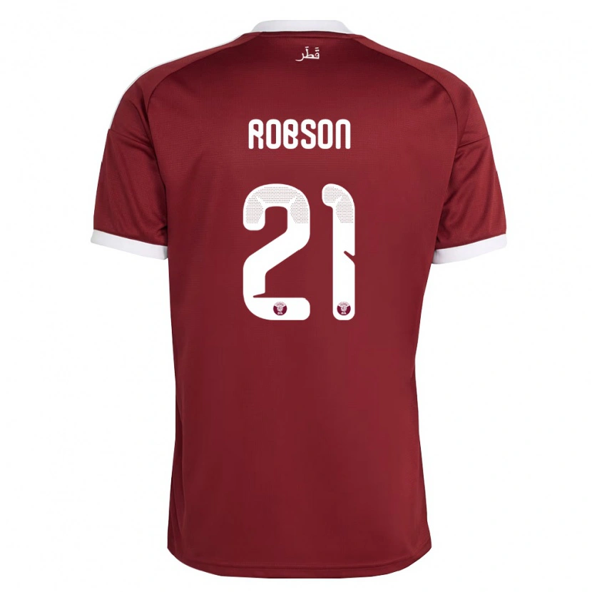 Danxen Women Qatar Aaron Robson #21 Red Burgundy White Home Jersey 26-28 T-Shirt