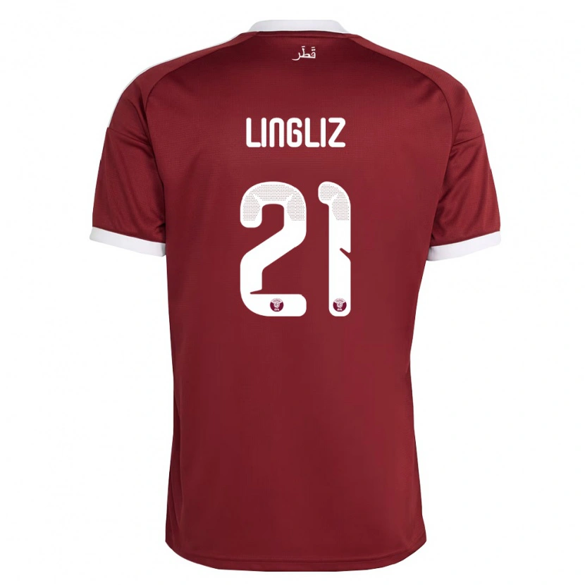 Danxen Women Qatar Mohamed Lingliz #21 Red Burgundy White Home Jersey 26-28 T-Shirt