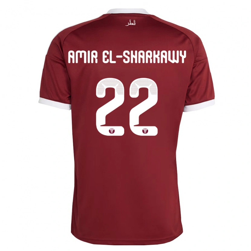 Danxen Women Qatar Galal Amir El-Sharkawy #22 Red Burgundy White Home Jersey 26-28 T-Shirt