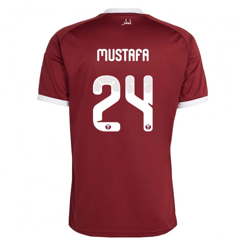 Danxen Women Qatar Mustafa Mashaal #24 Red Burgundy White Home Jersey 26-28 T-Shirt