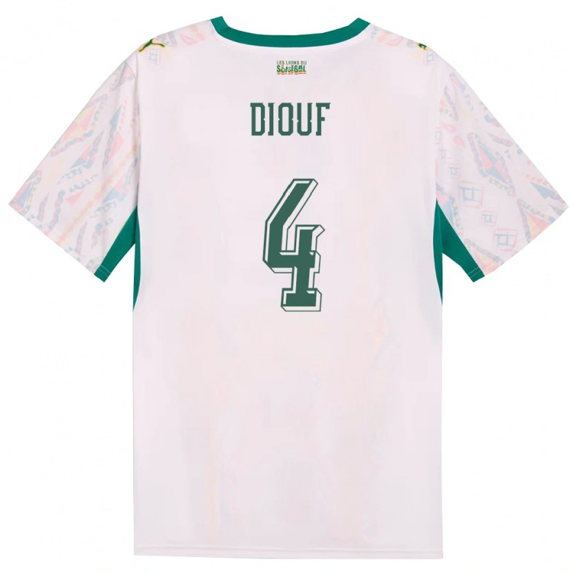 Danxen Women Senegal Fallou Diouf #4 White Green Yellow Home Jersey 26-28 T-Shirt