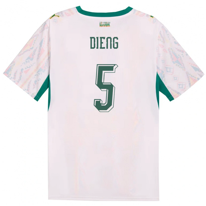 Danxen Women Senegal Cheikh Dieng #5 White Green Yellow Home Jersey 26-28 T-Shirt