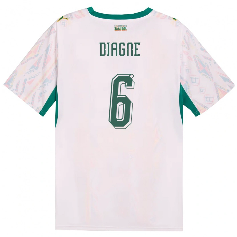 Danxen Women Senegal Edmee Diagne #6 White Green Yellow Home Jersey 26-28 T-Shirt