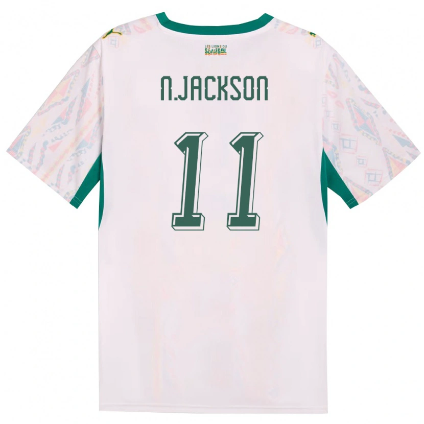 Danxen Women Senegal Nicolas Jackson #11 White Green Yellow Home Jersey 26-28 T-Shirt