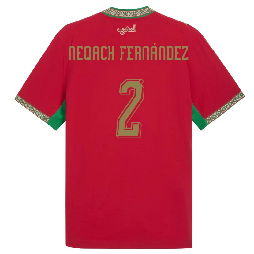 Danxen Women Morocco Aron Neqach Fernández #2 Red Green White Home Jersey 26-28 T-Shirt