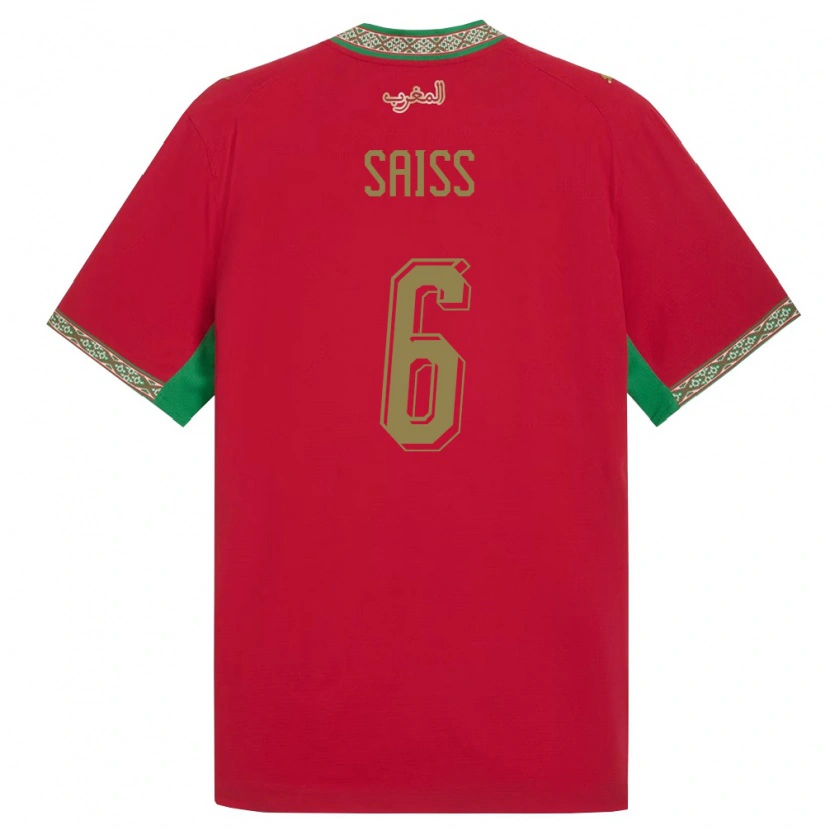 Danxen Women Morocco Romain Saïss #6 Red Green White Home Jersey 26-28 T-Shirt