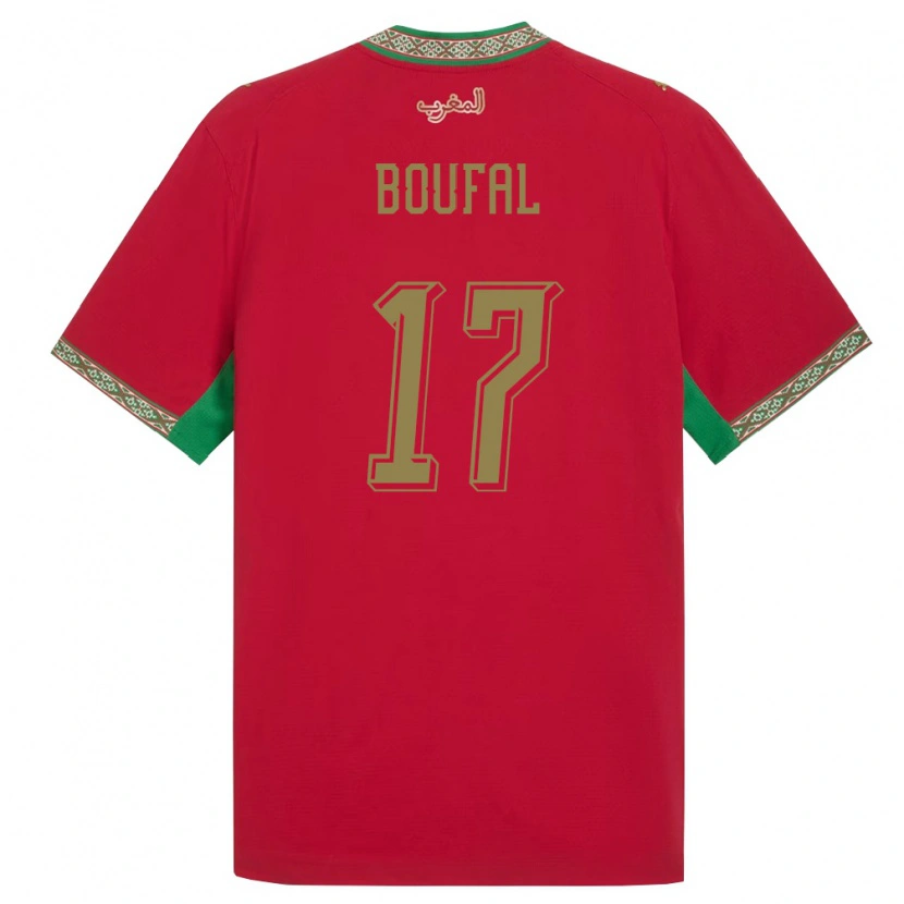 Danxen Women Morocco Sofiane Boufal #17 Red Green White Home Jersey 26-28 T-Shirt