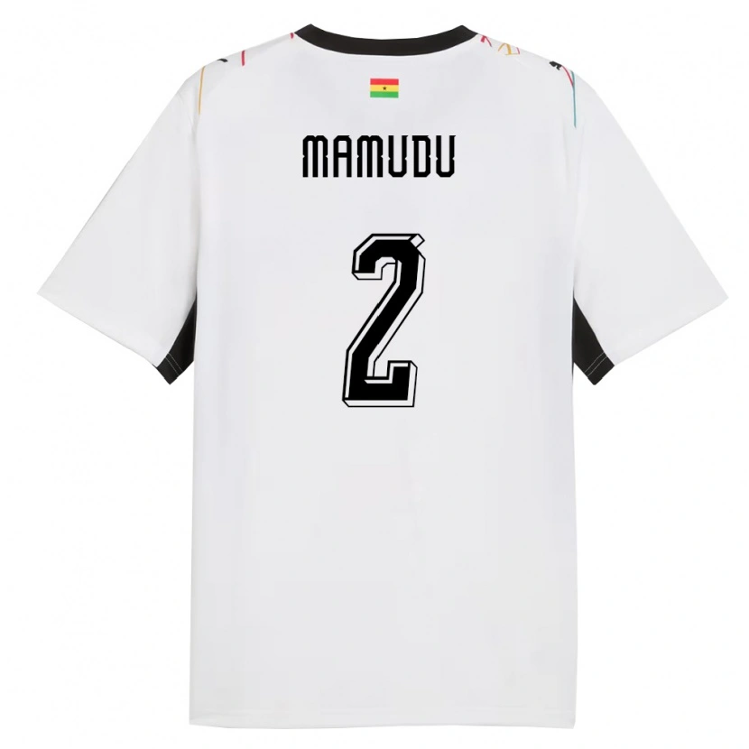 Danxen Women Ghana Kamaradini Mamudu #2 White Black Yellow Home Jersey 26-28 T-Shirt
