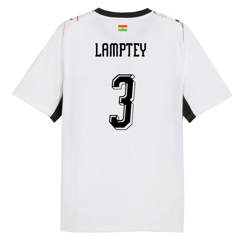 Danxen Women Ghana Tariq Lamptey #3 White Black Yellow Home Jersey 26-28 T-Shirt