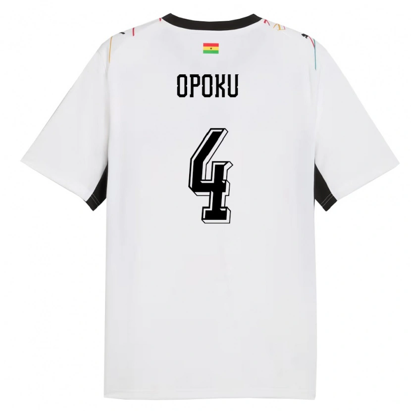 Danxen Women Ghana Nicholas Opoku #4 White Black Yellow Home Jersey 26-28 T-Shirt