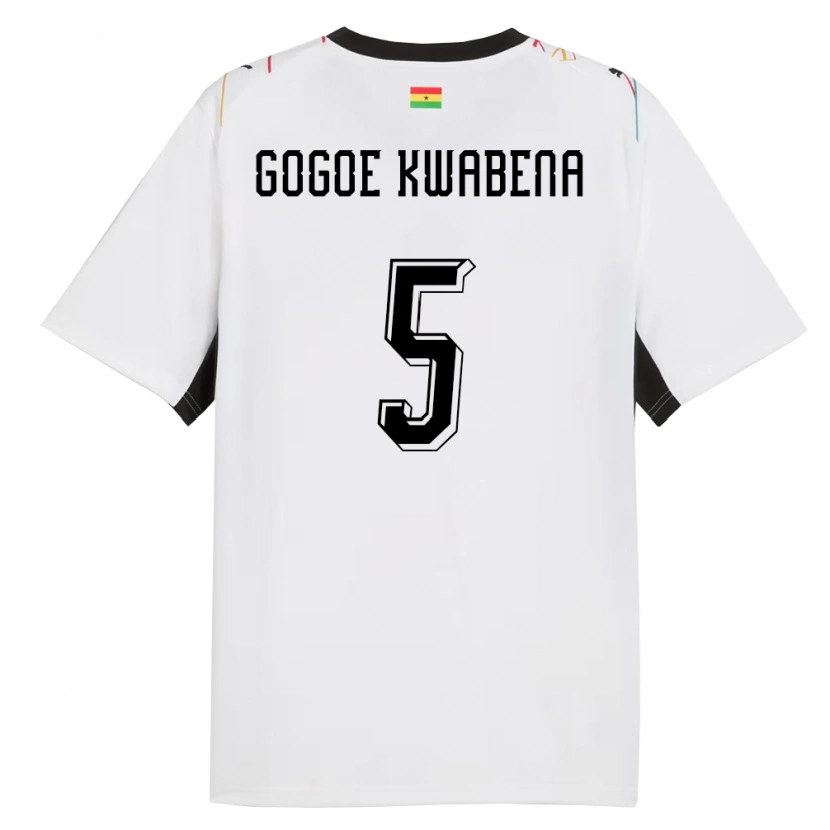 Danxen Women Ghana Boahen Gogoe Kwabena #5 White Black Yellow Home Jersey 26-28 T-Shirt