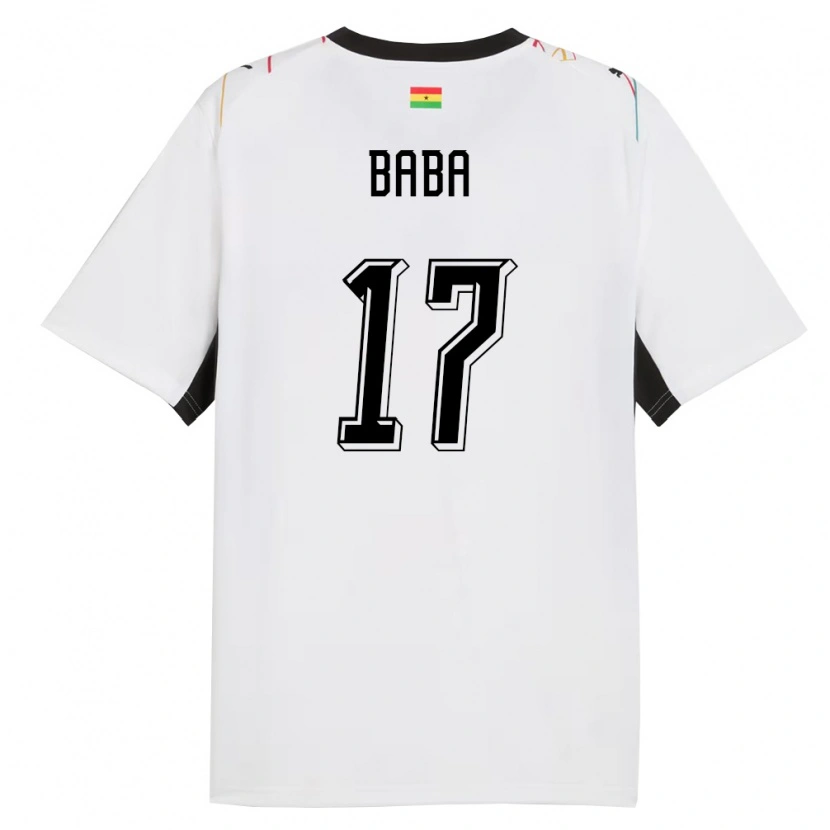 Danxen Women Ghana Abdul-Rahman Baba #17 White Black Yellow Home Jersey 26-28 T-Shirt