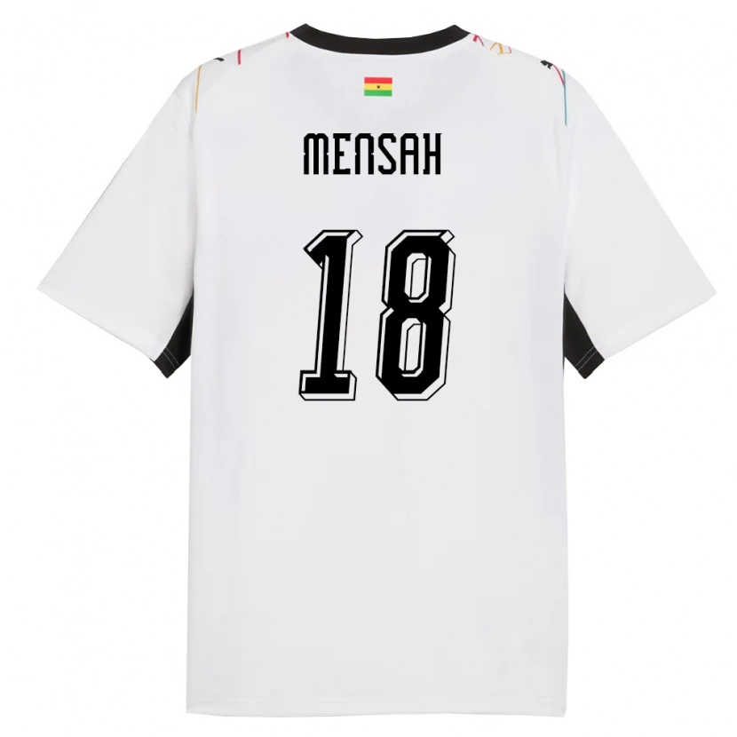 Danxen Women Ghana Isaac Mensah #18 White Black Yellow Home Jersey 26-28 T-Shirt