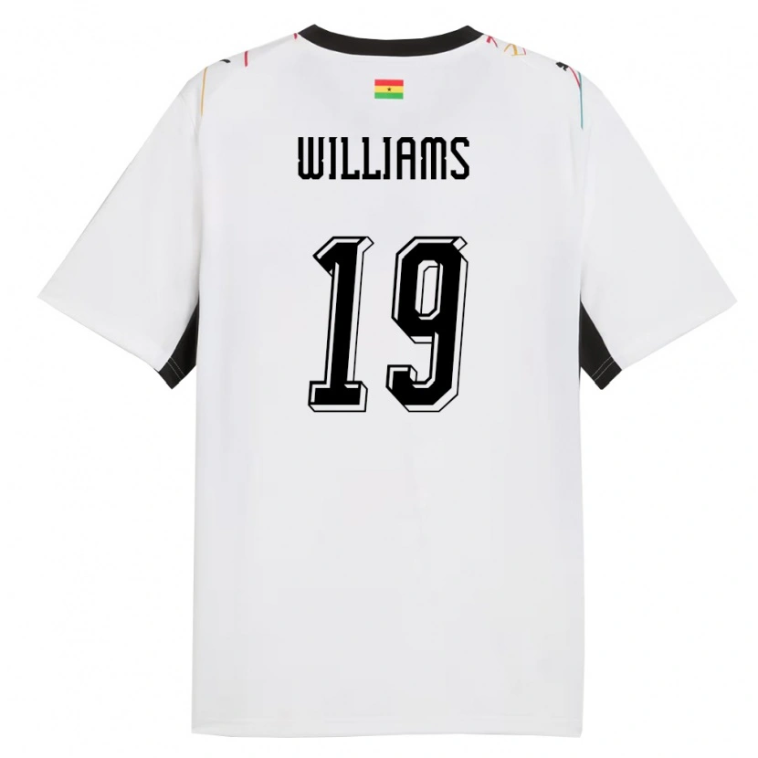 Danxen Women Ghana Inaki Williams #19 White Black Yellow Home Jersey 26-28 T-Shirt