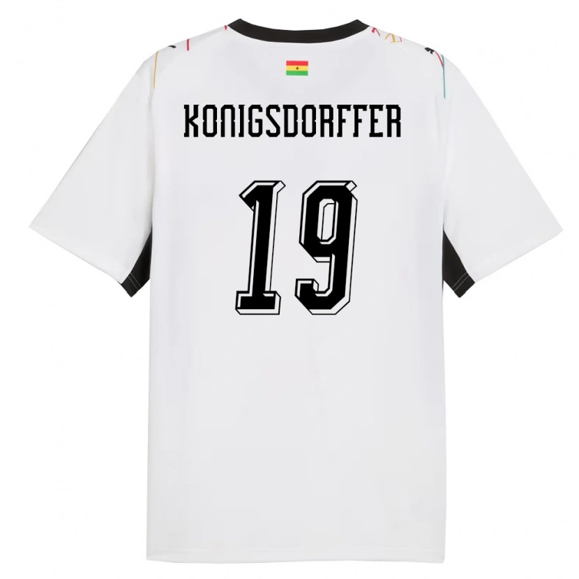 Danxen Women Ghana Ransford-Yeboah Konigsdorffer #19 White Black Yellow Home Jersey 26-28 T-Shirt
