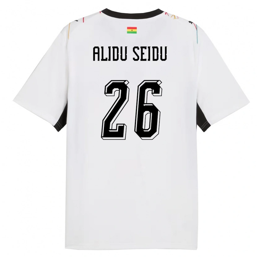 Danxen Women Ghana Alidu Seidu #26 White Black Yellow Home Jersey 26-28 T-Shirt