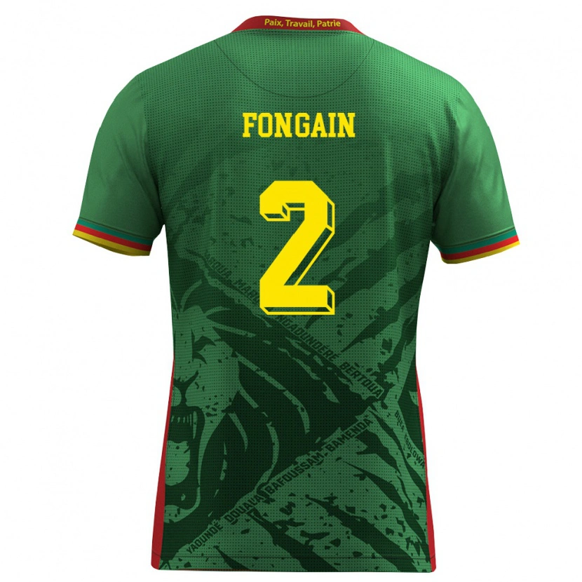 Danxen Women Cameroon Meyepya Fongain #2 Green Yellow Red Home Jersey 26-28 T-Shirt
