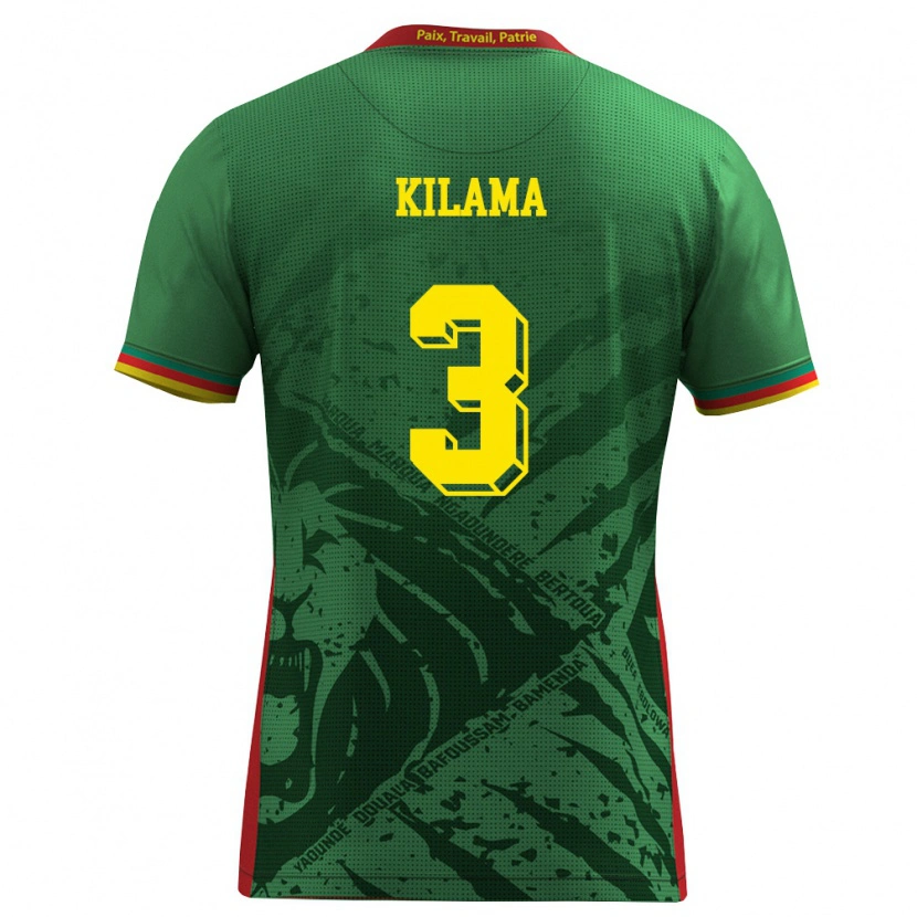 Danxen Women Cameroon Guy-Marcelin Kilama #3 Green Yellow Red Home Jersey 26-28 T-Shirt