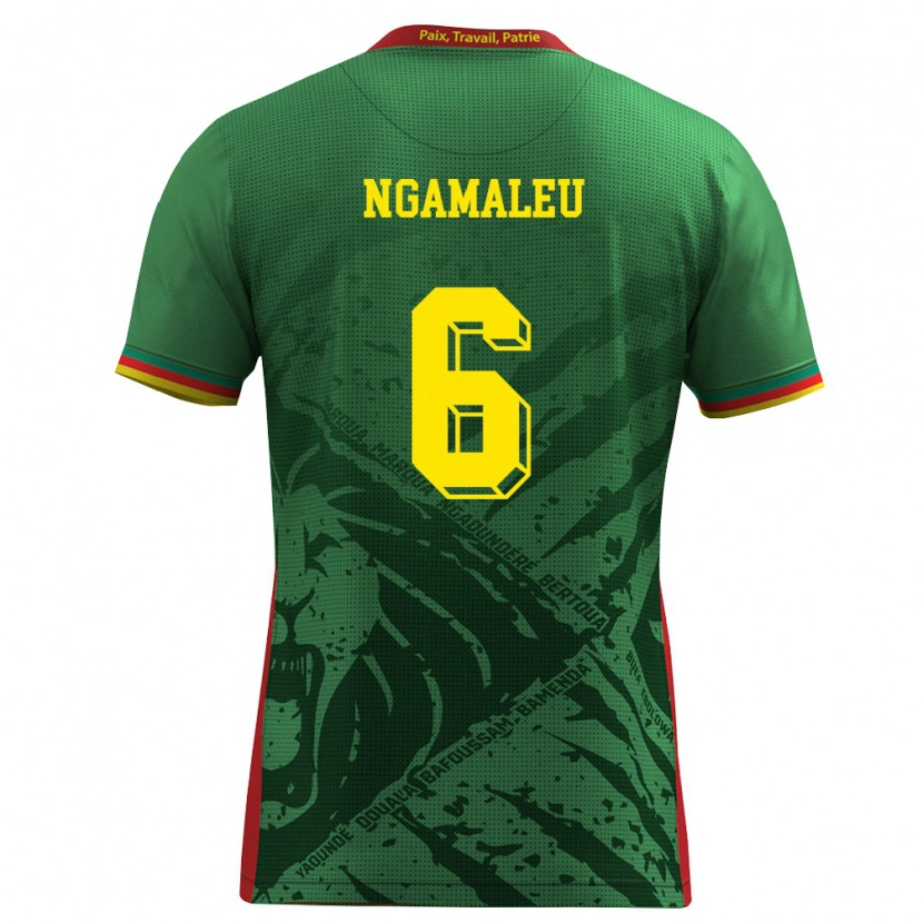 Danxen Women Cameroon Nicolas Ngamaleu #6 Green Yellow Red Home Jersey 26-28 T-Shirt