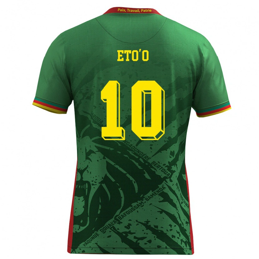 Danxen Women Cameroon Etienne Eto'o #10 Green Yellow Red Home Jersey 26-28 T-Shirt