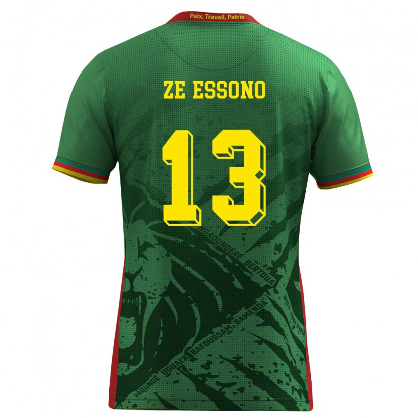 Danxen Women Cameroon Severin Ze Essono #13 Green Yellow Red Home Jersey 26-28 T-Shirt