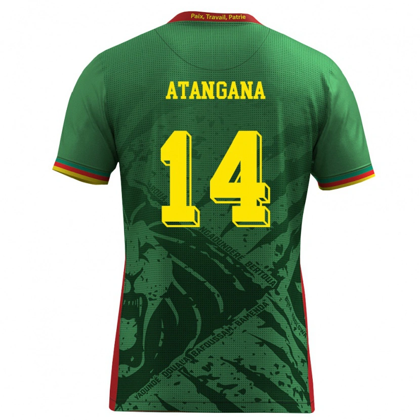 Danxen Women Cameroon Joseph Atangana Mvondo #14 Green Yellow Red Home Jersey 26-28 T-Shirt