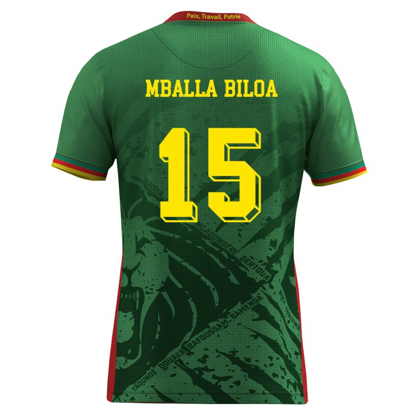 Danxen Women Cameroon Jules Victor Mballa Biloa #15 Green Yellow Red Home Jersey 26-28 T-Shirt