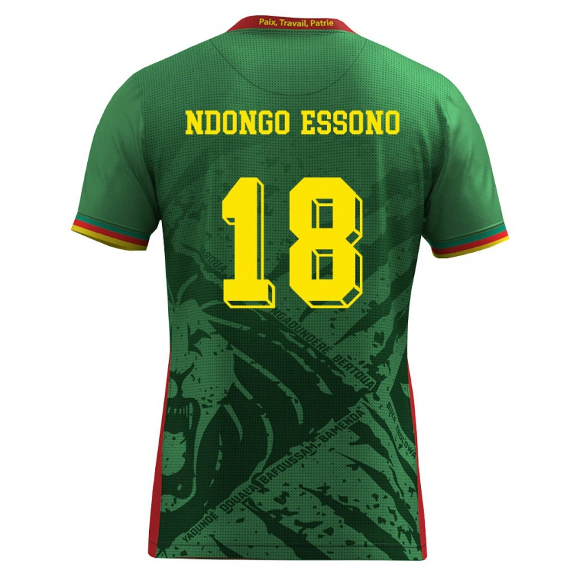 Danxen Women Cameroon Rodrigue Dipanda Ndongo Essono #18 Green Yellow Red Home Jersey 26-28 T-Shirt