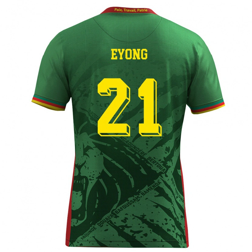 Danxen Women Cameroon Karl Etta Eyong #21 Green Yellow Red Home Jersey 26-28 T-Shirt