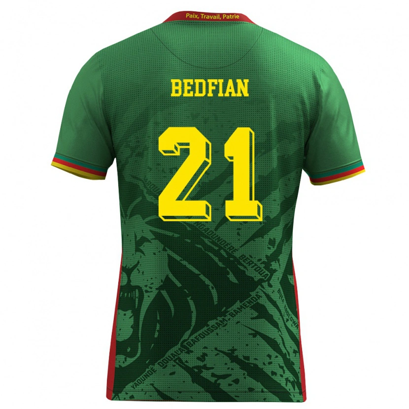 Danxen Women Cameroon Wilfried Bedfian #21 Green Yellow Red Home Jersey 26-28 T-Shirt