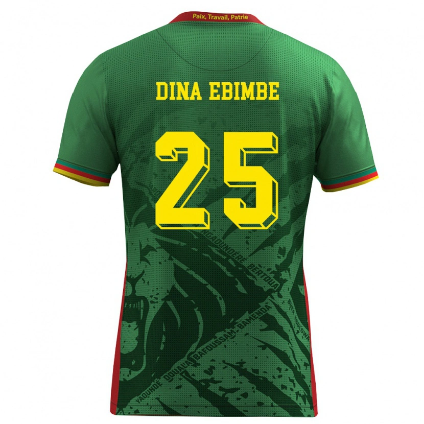 Danxen Women Cameroon Junior Dina Ebimbe #25 Green Yellow Red Home Jersey 26-28 T-Shirt