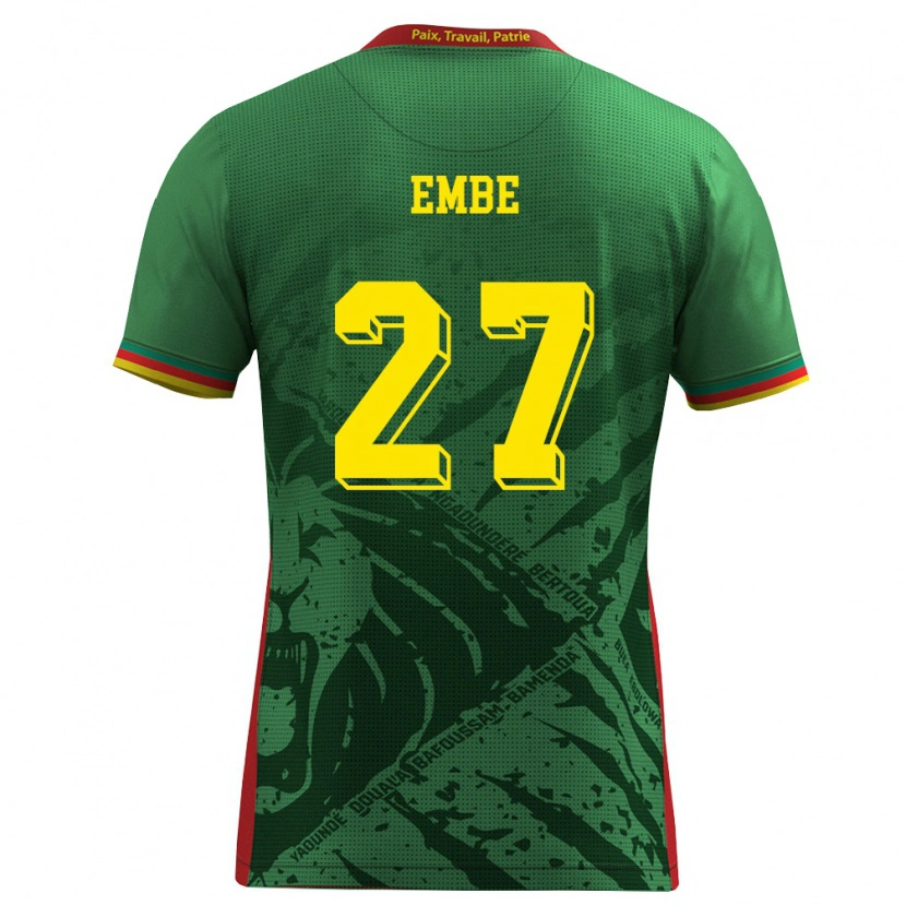 Danxen Women Cameroon Eric Embe #27 Green Yellow Red Home Jersey 26-28 T-Shirt