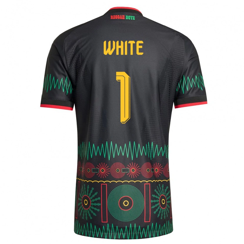 Danxen Women Jamaica O'mario White #1 Black Red Yellow Away Jersey 26-28 T-Shirt
