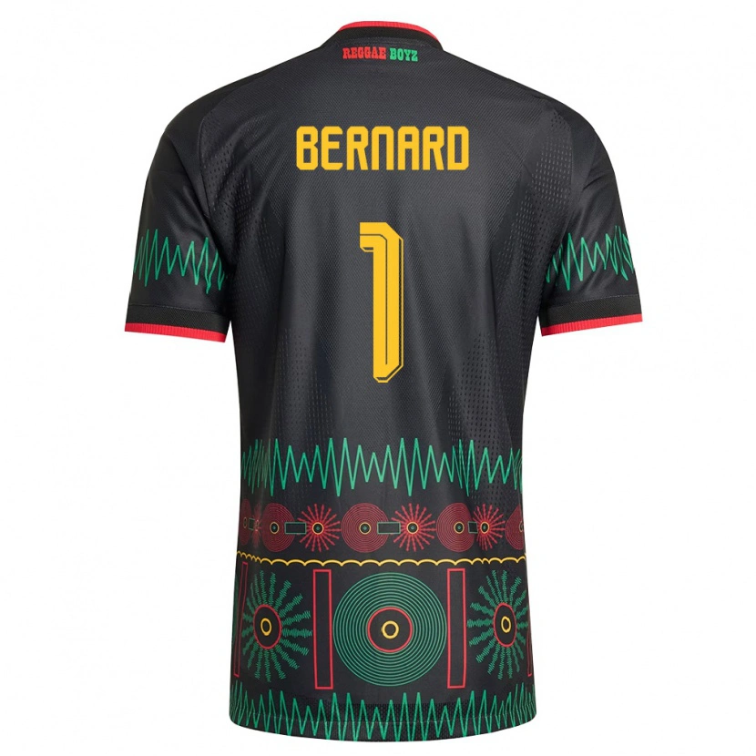 Danxen Women Jamaica Akeem Bernard #1 Black Red Yellow Away Jersey 26-28 T-Shirt
