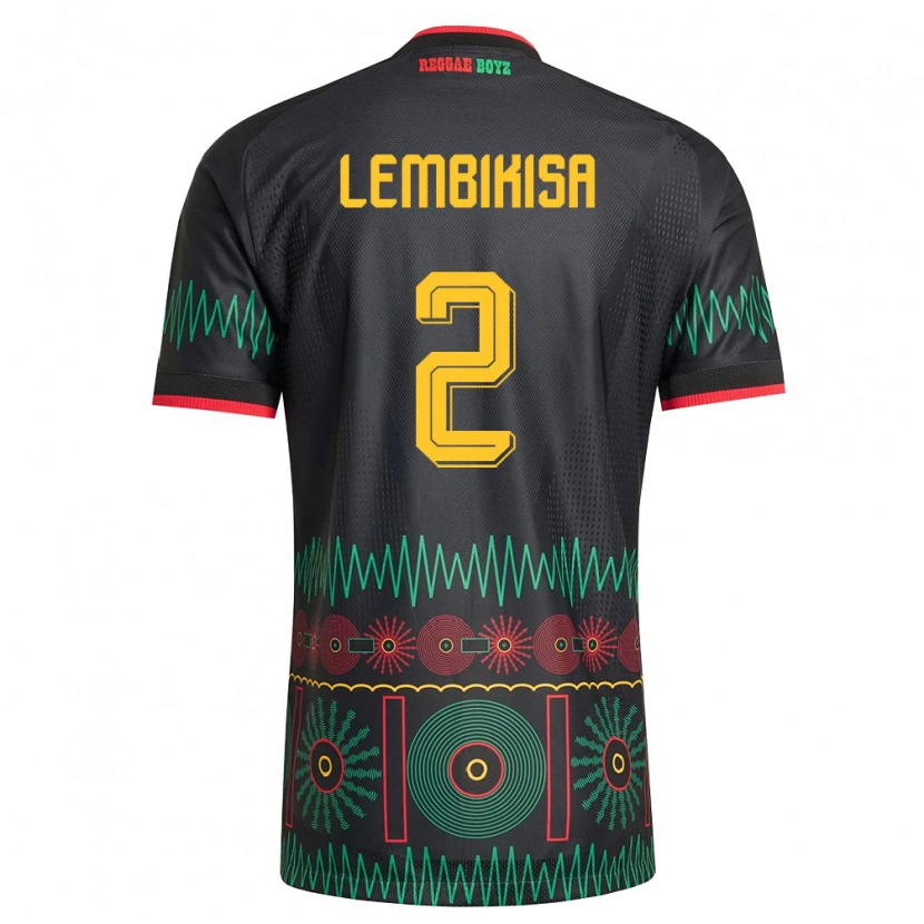 Danxen Women Jamaica Dexter Lembikisa #2 Black Red Yellow Away Jersey 26-28 T-Shirt