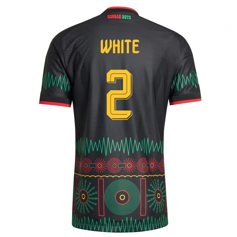 Danxen Women Jamaica Alexander White #2 Black Red Yellow Away Jersey 26-28 T-Shirt