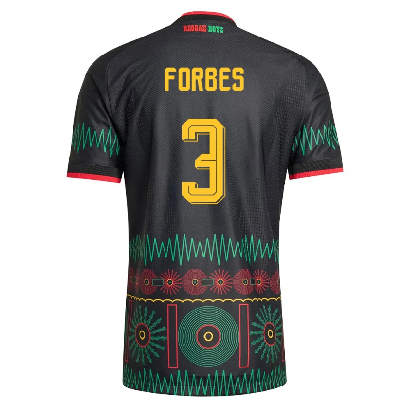 Danxen Women Jamaica Michael Forbes #3 Black Red Yellow Away Jersey 26-28 T-Shirt