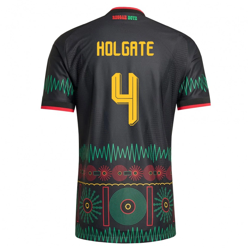 Danxen Women Jamaica Mason Holgate #4 Black Red Yellow Away Jersey 26-28 T-Shirt