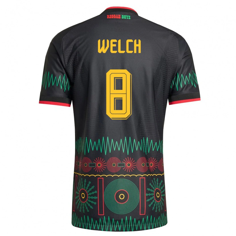 Danxen Women Jamaica Makai Welch #8 Black Red Yellow Away Jersey 26-28 T-Shirt