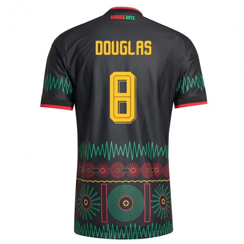 Danxen Women Jamaica Jaheem Douglas #8 Black Red Yellow Away Jersey 26-28 T-Shirt