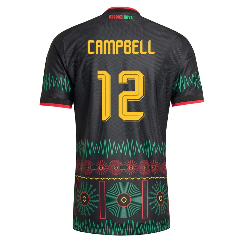 Danxen Women Jamaica Sashana Campbell #12 Black Red Yellow Away Jersey 26-28 T-Shirt