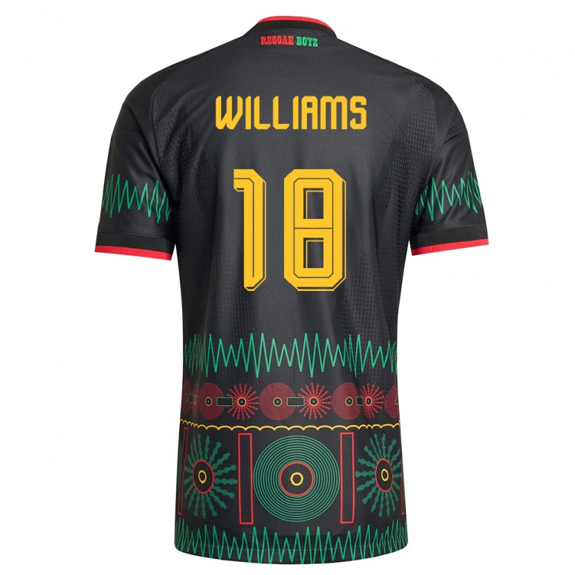 Danxen Women Jamaica Romario Williams #18 Black Red Yellow Away Jersey 26-28 T-Shirt