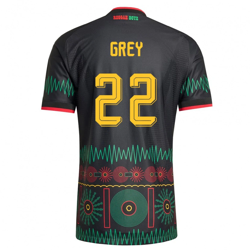 Danxen Women Jamaica Mireya Grey #22 Black Red Yellow Away Jersey 26-28 T-Shirt